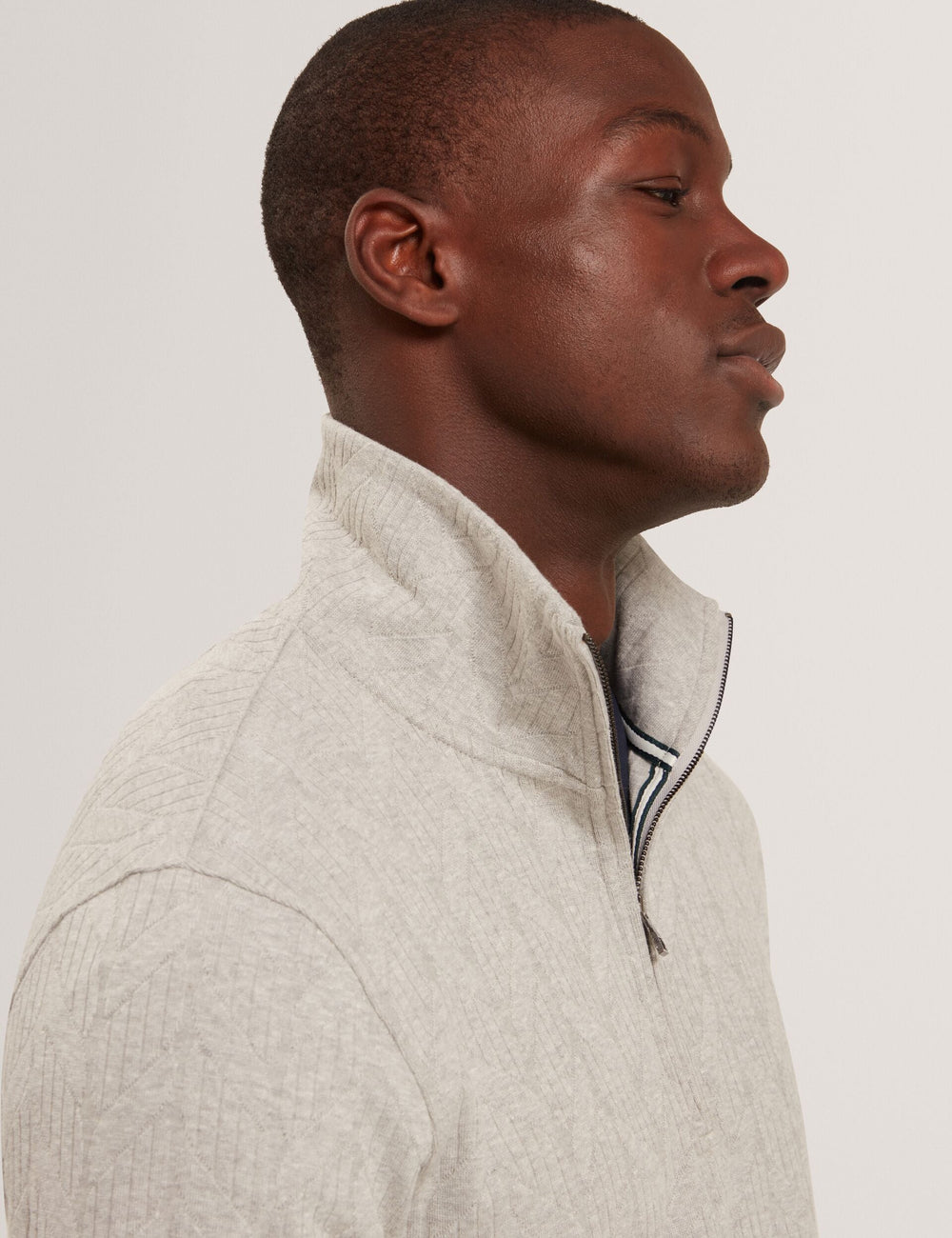 Men DOUGLES Cable Texture Zip-Neck Sweatshirt - Ted Baker