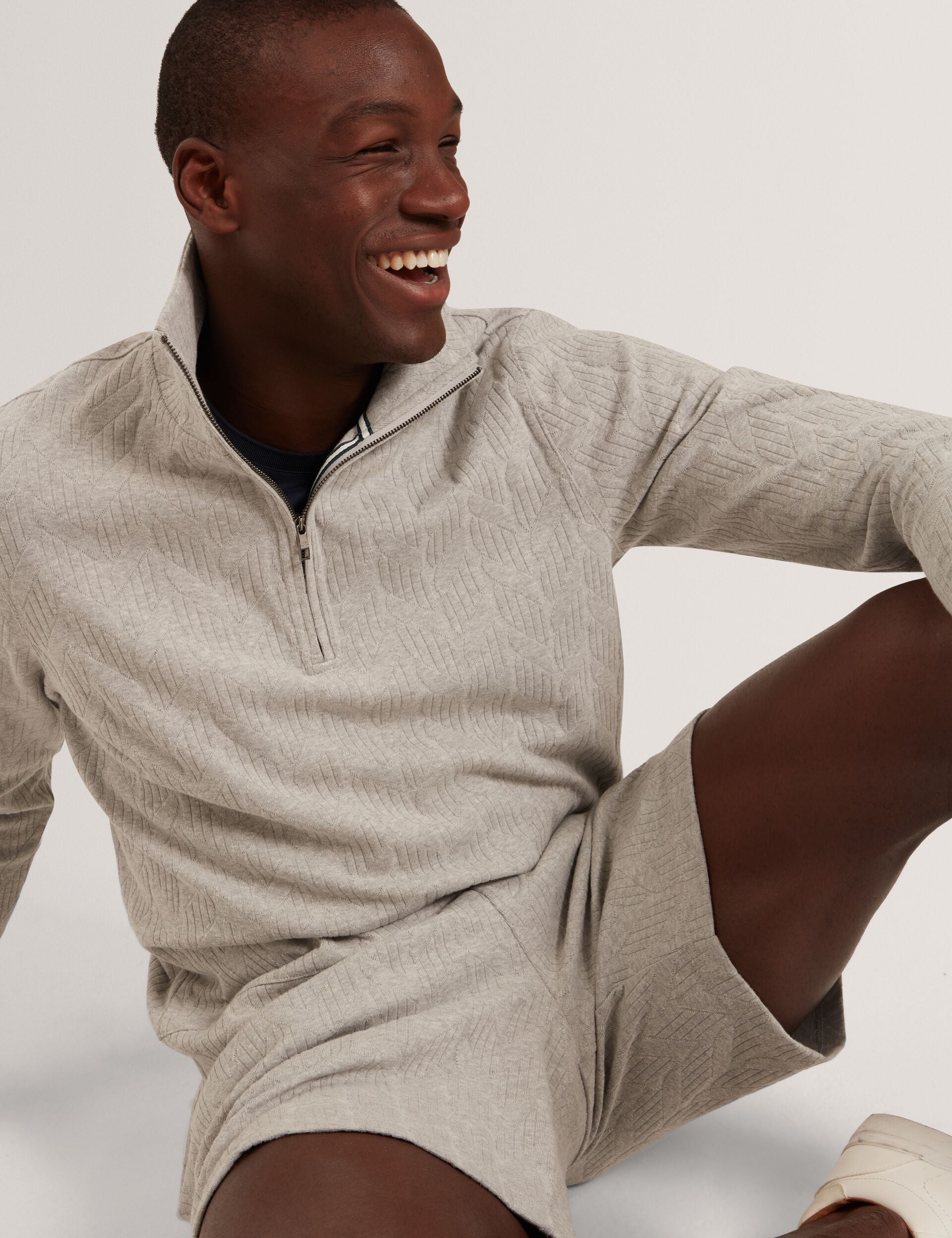 Men DOUGLES Cable Texture Zip-Neck Sweatshirt - Ted Baker