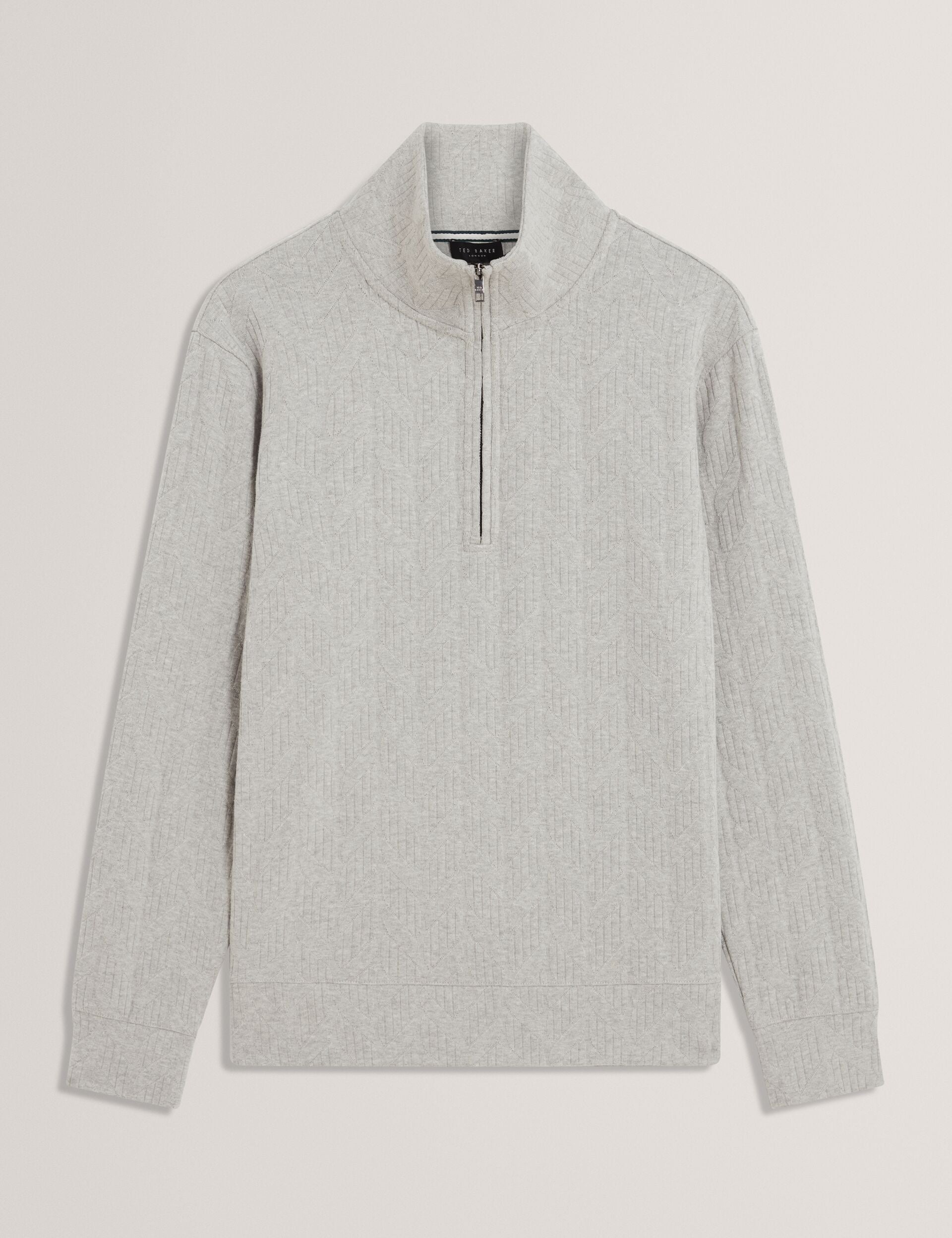 Men DOUGLES Cable Texture Zip-Neck Sweatshirt - Ted Baker
