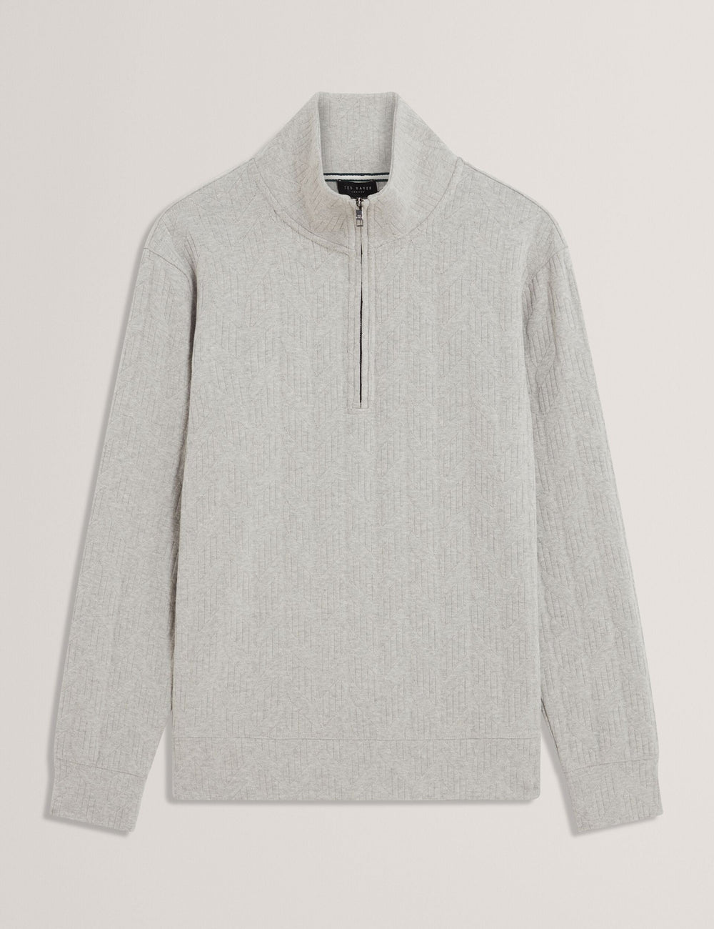 Men DOUGLES Cable Texture Zip-Neck Sweatshirt - Ted Baker