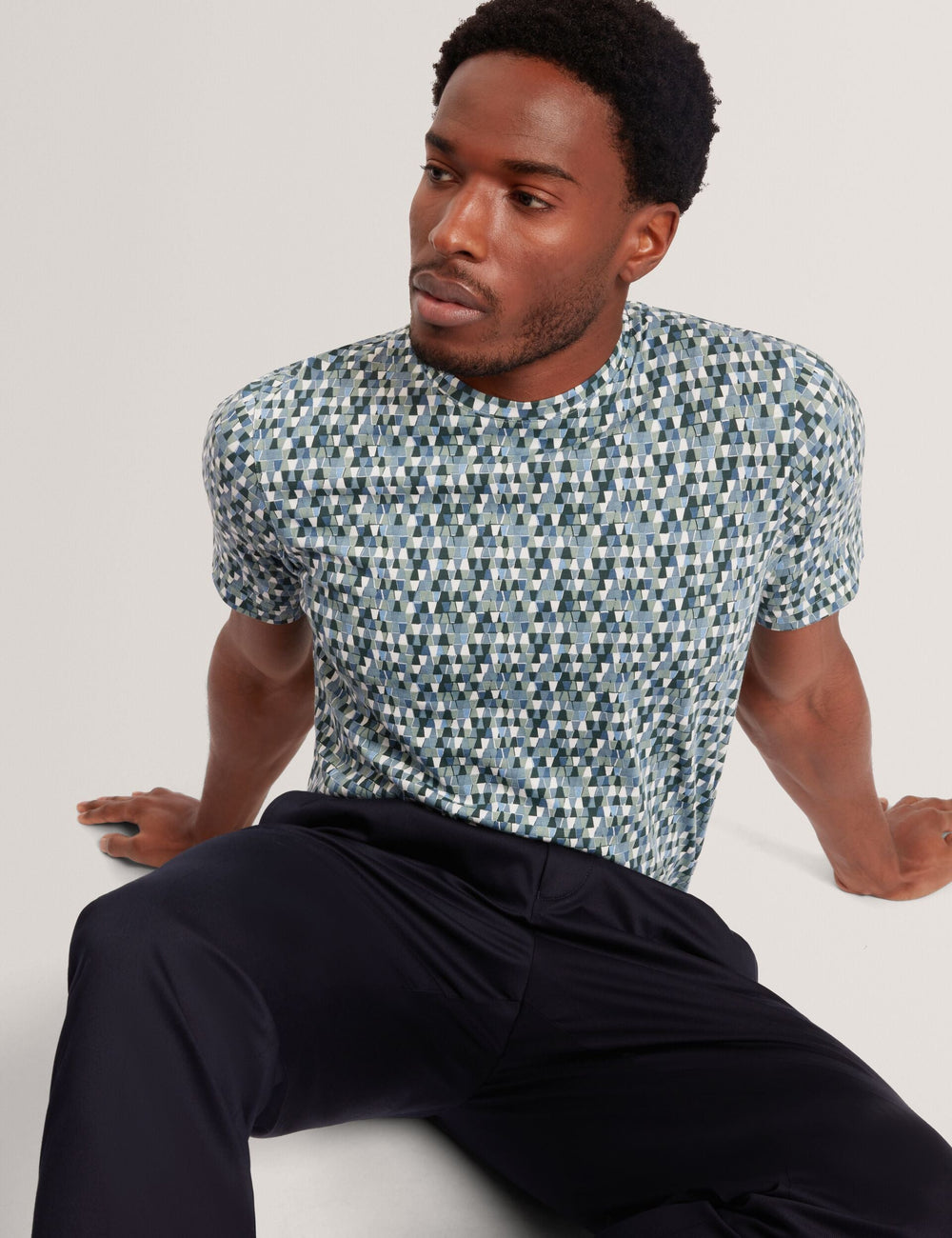 Sale MASYAFA Mosaic Print Cotton Crew Neck T-Shirt - Ted Baker