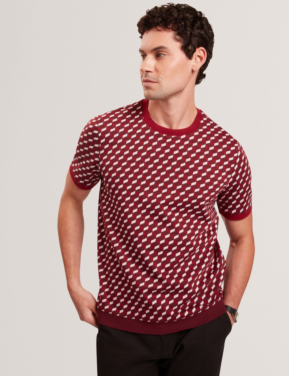 Sale ARDYN Geometric Jacquard Knit T-Shirt - Ted Baker