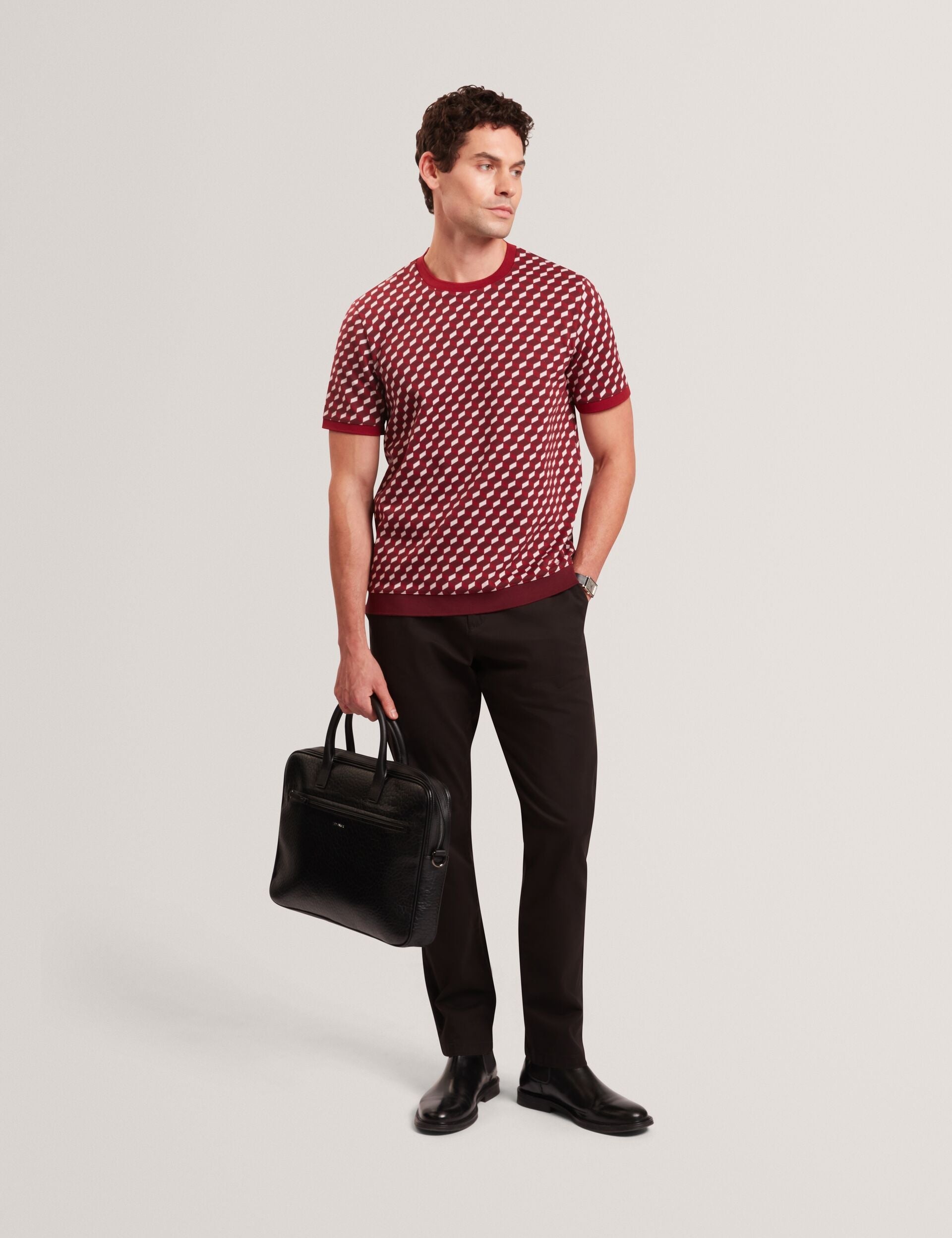 Sale ARDYN Geometric Jacquard Knit T-Shirt - Ted Baker