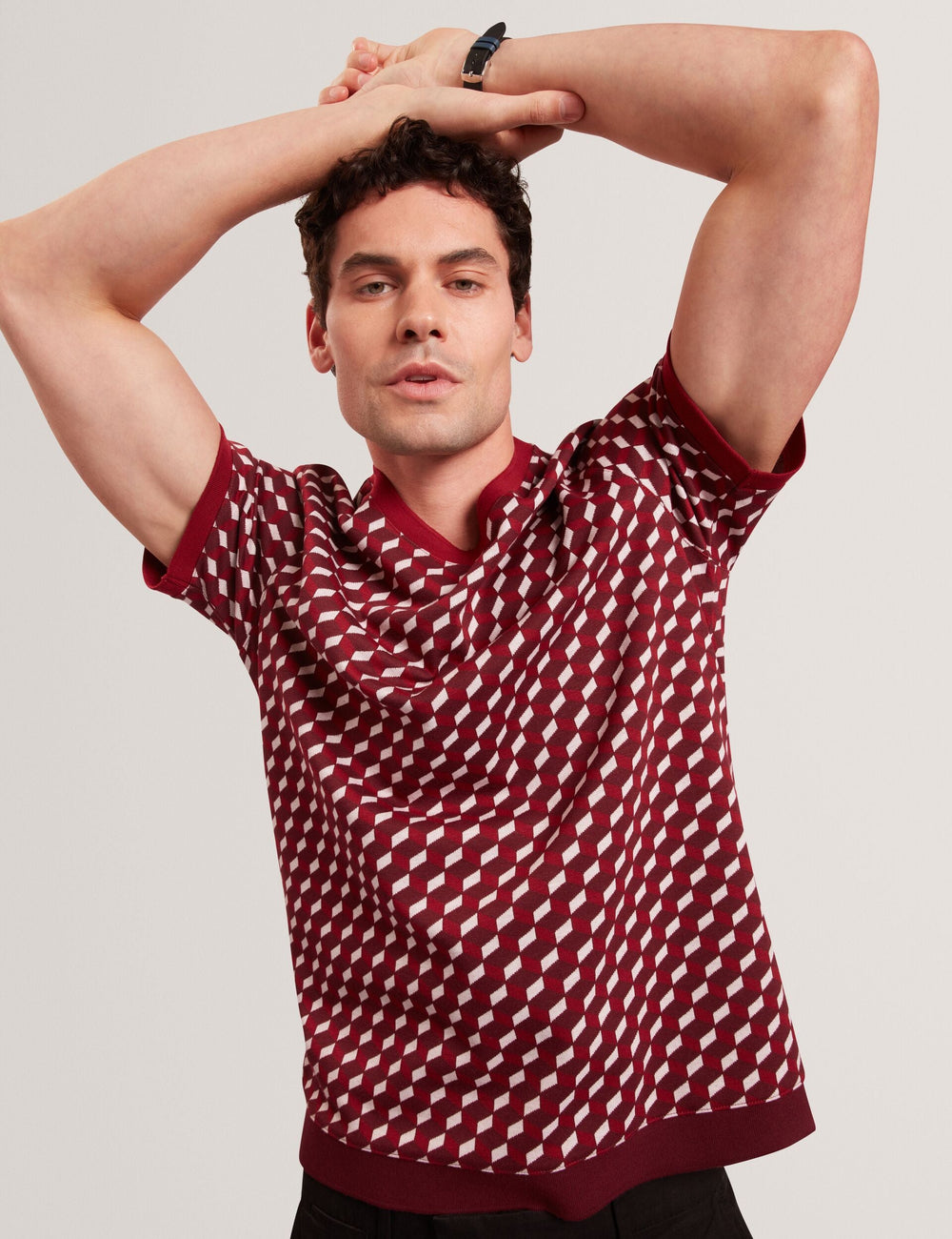 Sale ARDYN Geometric Jacquard Knit T-Shirt - Ted Baker